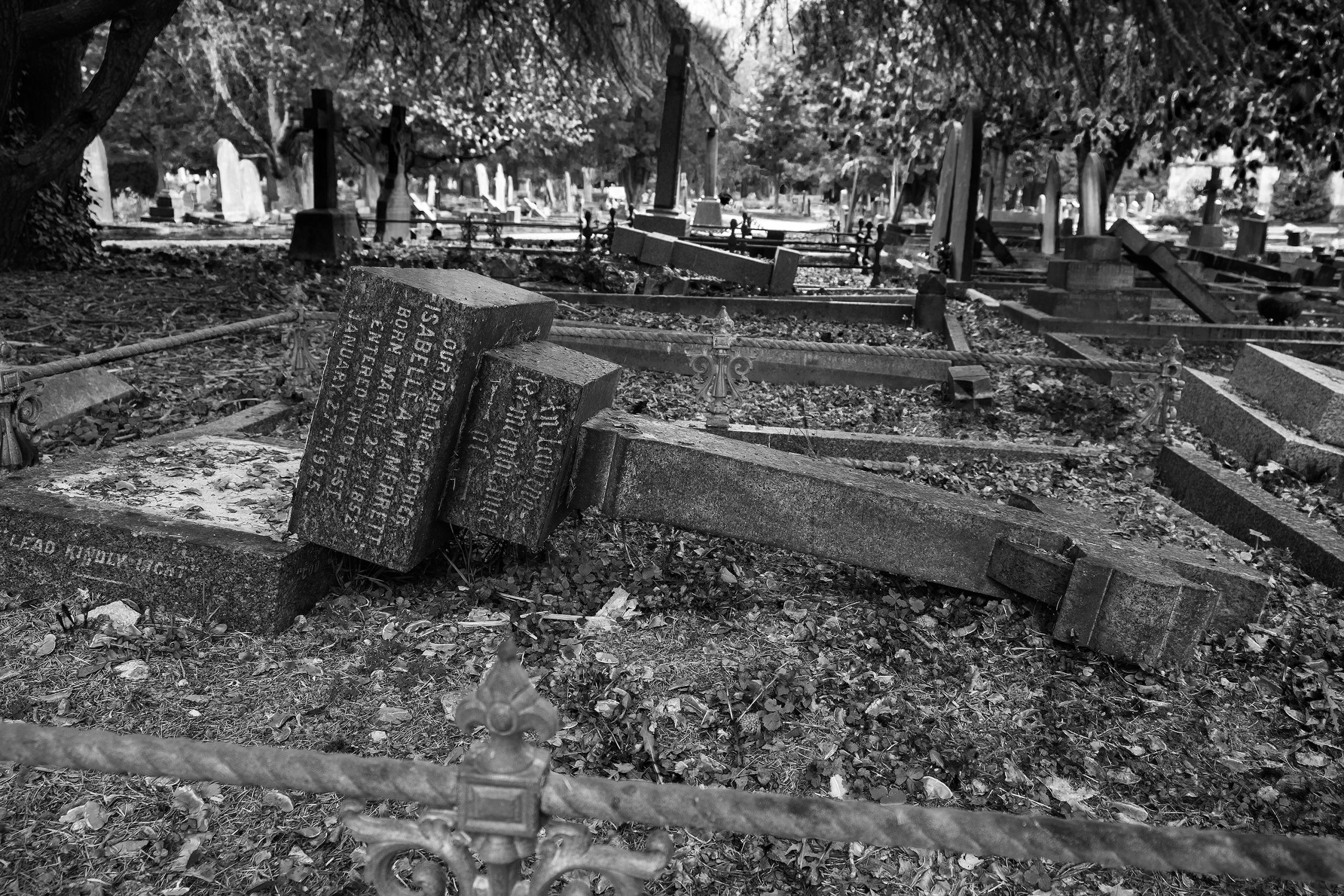 Fallen gravestone