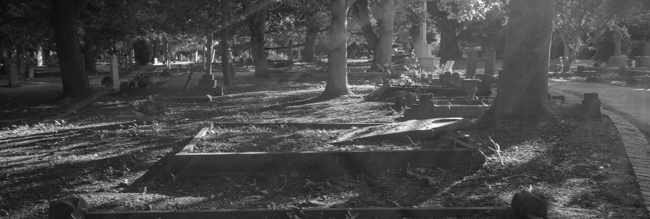 Sunlight and shadows on graves
